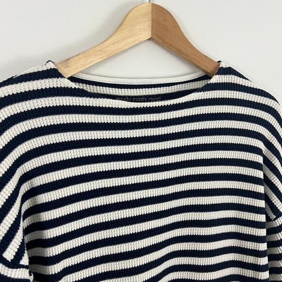 Moshi Moshi Mind Tulip Tee Stripe Shirt Organic Cotton Blue White Women Size S/M - Picture 8 of 11